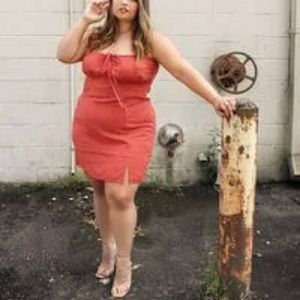 Plus size sheath cami mini dress in burnt orange